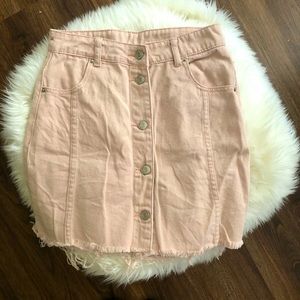 Blush Denim Skirt